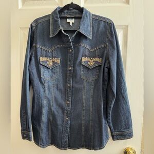 DG2 by Diane Gilman Dark Denim Shirt -Size L